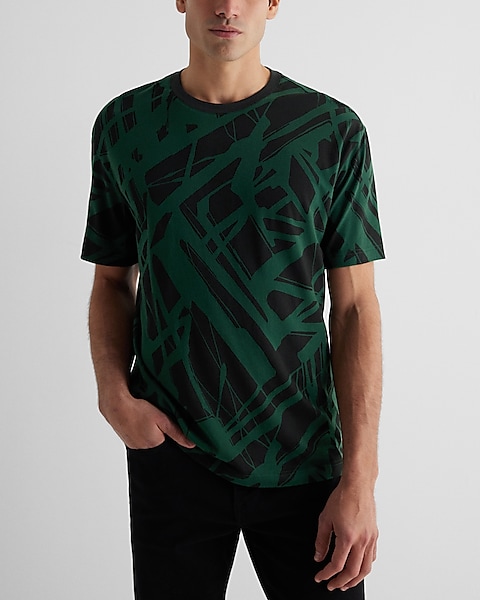 Relaxed Abstract Print Perfect Pima Cotton Crew Neck T-shirt | Express