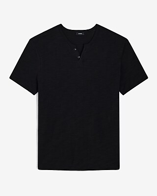 Cotton Slub Buttoned Notch Neck T-Shirt - image 5