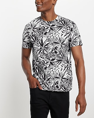 Floral Print Moisture-Wicking Crew Neck T-Shirt