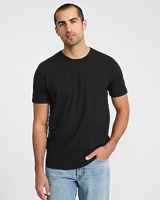 Monochromatic Textured Striped Luxe Pique Crew Neck T-Shirt