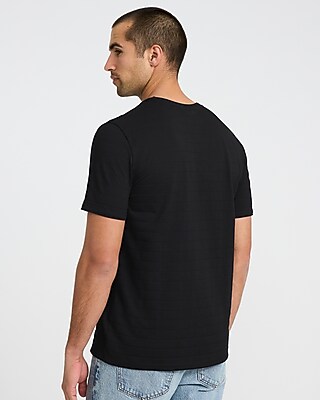 Monochromatic Textured Striped Luxe Pique Crew Neck T-Shirt