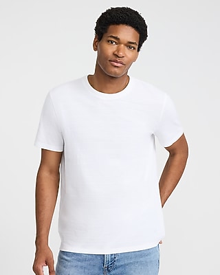 Monochromatic Textured Striped Luxe Pique Crew Neck T-shirt | Express