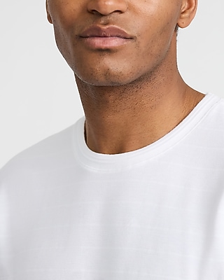 Monochromatic Textured Striped Luxe Pique Crew Neck T-Shirt