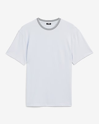 Classic Fit Luxe Pique Triple Striped Contrast Trim Crew Neck T-Shirt