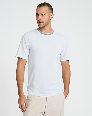 Classic Fit Luxe Pique Triple Striped Contrast Trim Crew Neck T-Shirt