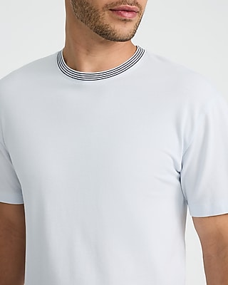 Classic Fit Luxe Pique Triple Striped Contrast Trim Crew Neck T-Shirt