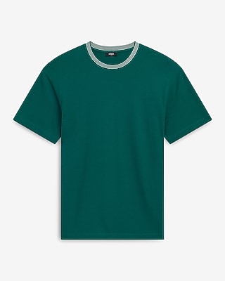Classic Fit Luxe Pique Triple Striped Contrast Trim Crew Neck T-Shirt