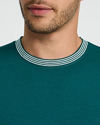 Classic Fit Luxe Pique Triple Striped Contrast Trim Crew Neck T-Shirt