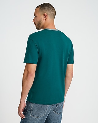 Classic Fit Luxe Pique Triple Striped Contrast Trim Crew Neck T-Shirt