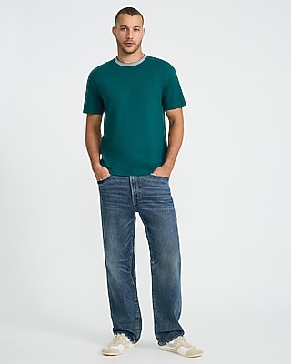 Classic Fit Luxe Pique Triple Striped Contrast Trim Crew Neck T-Shirt
