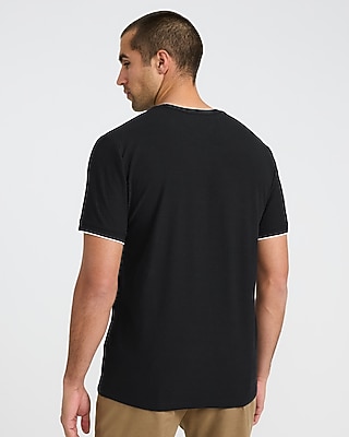 Textured Contrast Trim Perfect Fit Premium Weight Crew Neck T-Shirt