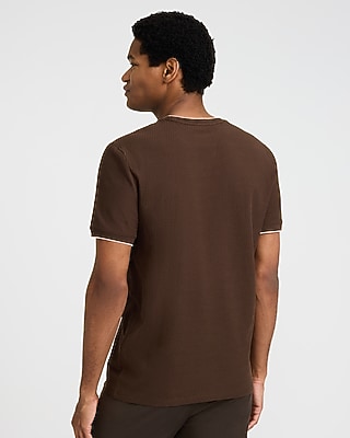 Textured Contrast Trim Perfect Fit Premium Weight Crew Neck T-Shirt