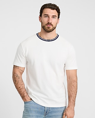 Classic Fit Luxe Pique Contrast Trim Crew Neck T-Shirt