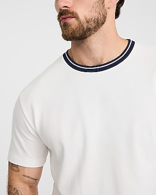 Classic Fit Luxe Pique Contrast Trim Crew Neck T-Shirt