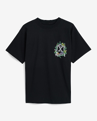 Floral Express Love Logo Black Cotton Graphic T-Shirt