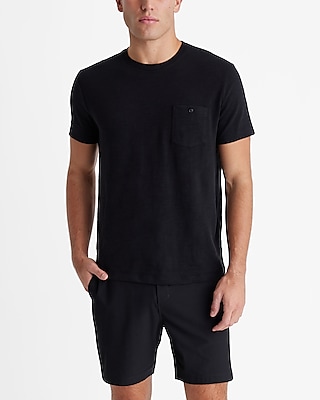 Buttoned Pocket Cotton Slub Crew Neck T-Shirt