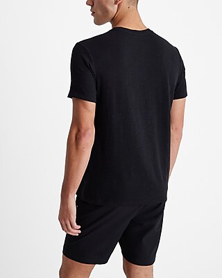 Buttoned Pocket Cotton Slub Crew Neck T-Shirt