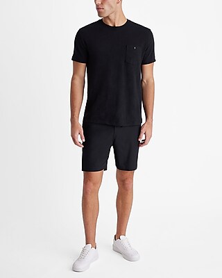 Buttoned Pocket Cotton Slub Crew Neck T-Shirt