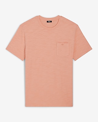 Buttoned Pocket Cotton Slub Crew Neck T-Shirt