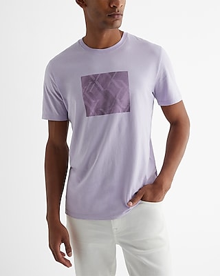 men's white and purple graphic tee