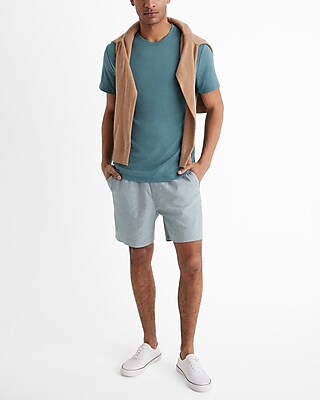 Linen-Blend Crew Neck T-Shirt