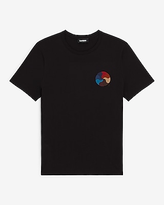 Embroidered Wavy Circle Graphic T-Shirt