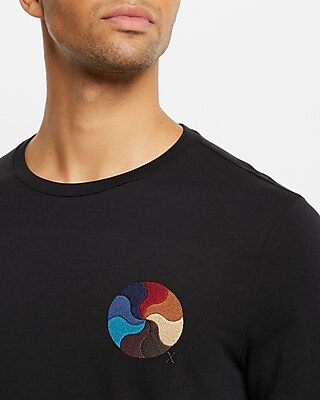 Embroidered Wavy Circle Graphic T-Shirt
