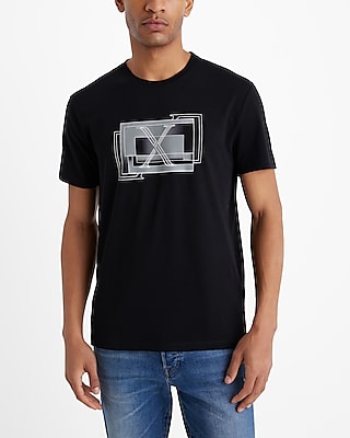 layered shape x logo graphic perfect pima cotton t-shirt