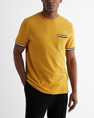 tipped luxe pique crew neck pocket t-shirt