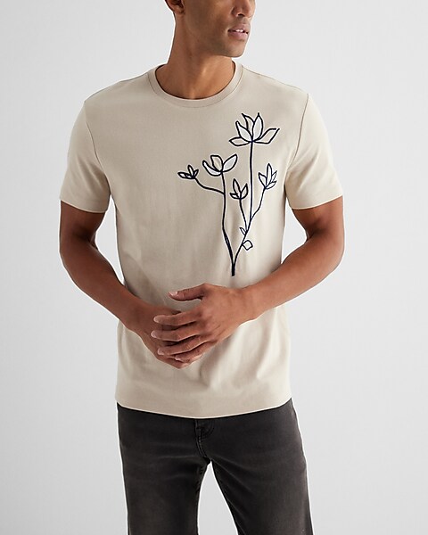 BOSS - Mercerised-cotton short-sleeved T-shirt with floral jacquard