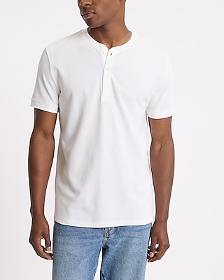 Textured Pique Short Sleeve Henley