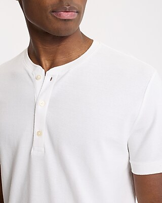 Textured Pique Short Sleeve Henley