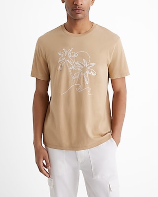 embroidered palm trees perfect pima cotton t-shirt