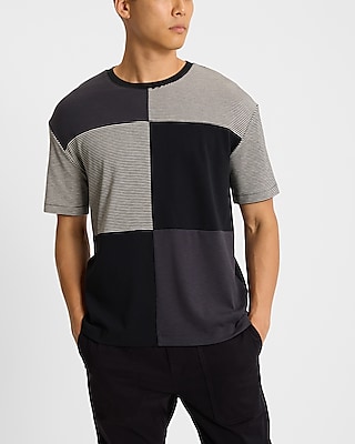 Color Blocked Striped Crew Neck T-Shirt