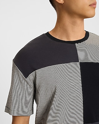 Color Blocked Striped Crew Neck T-Shirt