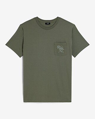 Embroidered Palm Tree Graphic Perfect Pima Cotton T-Shirt