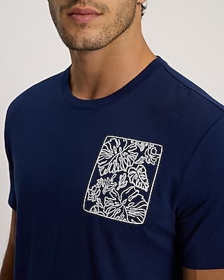 Boxed Embroidered Foliage Perfect Pima Cotton T-Shirt