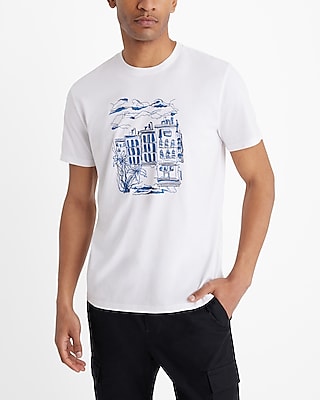 embroidered house graphic perfect pima cotton t-shirt