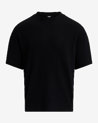 Boxy Textured Crew Neck T-Shirt