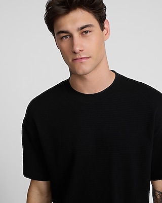Boxy Textured Crew Neck T-Shirt