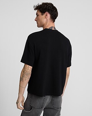 Boxy Textured Crew Neck T-Shirt
