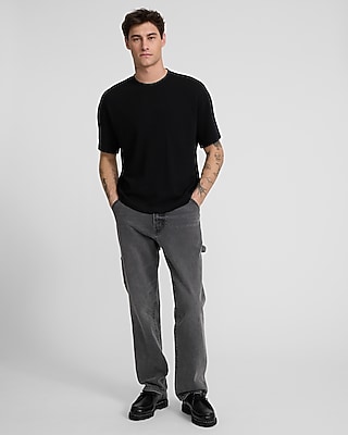 Boxy Textured Crew Neck T-Shirt
