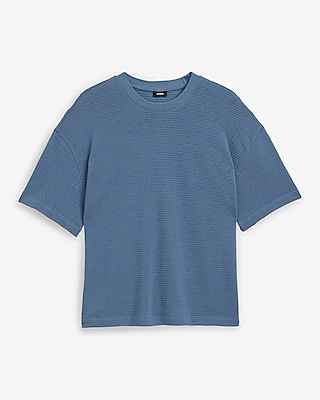 Boxy Textured Crew Neck T-Shirt