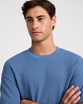 Boxy Textured Crew Neck T-Shirt