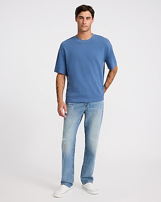Boxy Textured Crew Neck T-Shirt