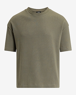 Boxy Textured Crew Neck T-Shirt