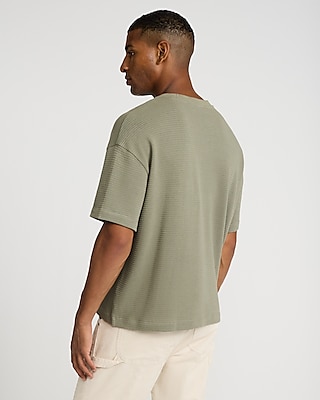 Boxy Textured Crew Neck T-Shirt