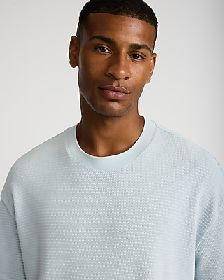 Boxy Textured Crew Neck T-Shirt