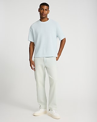 Boxy Textured Crew Neck T-Shirt