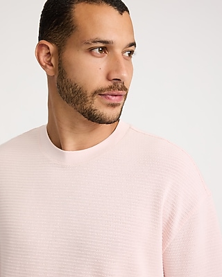 Boxy Textured Crew Neck T-Shirt